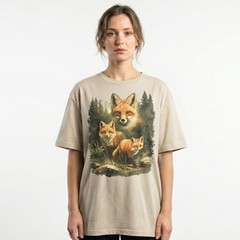 Red Fox Family Watercolor Splash Forest T-Shirt Wildlife Nature Lover Animal Tee