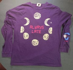 TEDDY FRESH Always Late PURPLE T Shirt XL Long sleeve Lots of Graphics COOL