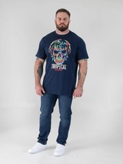 D555 Duke Big Mens Skull Printed T-Shirt Navy 2XL 3XL 4XL 5XL 6XL 7XL 8XL 601909