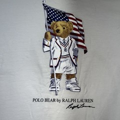 Polo Ralph Lauren Men’s Size Large White T-Shirt Polo Bear American Flag Cricket