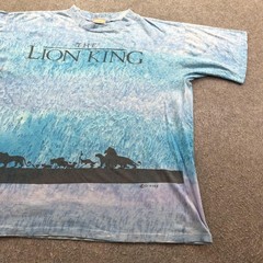 Vintage Lion King Shirt Mens XL Blue Simba Silhouette Graphic AOP Disney 90s