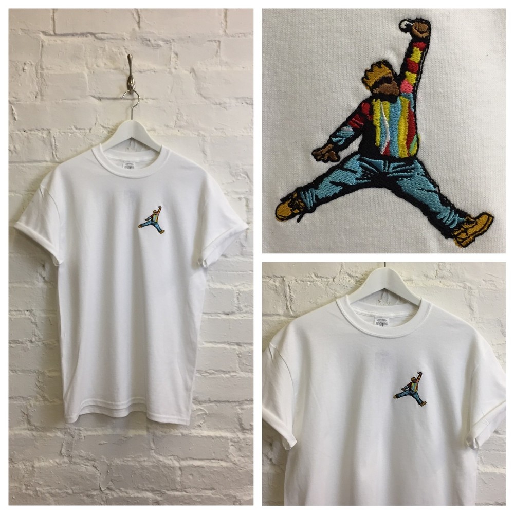 Actual Fact Biggie Jordan Slam Dunk Embroidered Hip Hop Supreme Tee T-Shirt