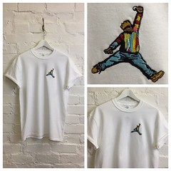 Actual Fact Biggie Jordan Slam Dunk Embroidered Hip Hop Supreme Tee T-Shirt