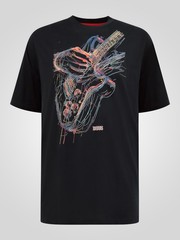 D555 Elliott Men’s Guitar Print Everyday Short Sleeve T-shirt with Round Neck