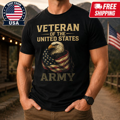 Proud US Army Veteran Shirt American Flag Eagle Patriotic Retired Soldier Tee