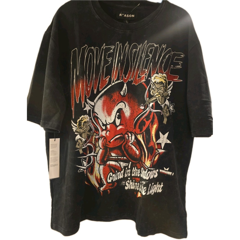 Reason No Revenge Graphic T-Shirt NWT Black Devil Cupid Oversized Men’s Large