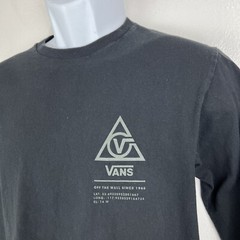 Vans Long Sleeve Shirt Men Small Black Classic Fit Solid Graphic Tee Skateboard