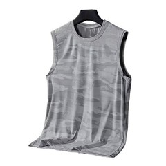 Men’s Polyester Sleeveless Tank Top O Neck Print Quick Dry Workout Top