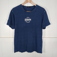 Evisu T-Shirt Mens 100 Indigo Blue Urbane Genuine Slub Knit Graphic Tee Japan