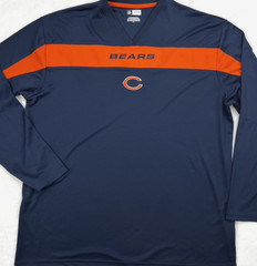 CHICAGO BEARS Long Sleeve Shirt Mens XL NFL Team Performance Navy V-Neck Logo