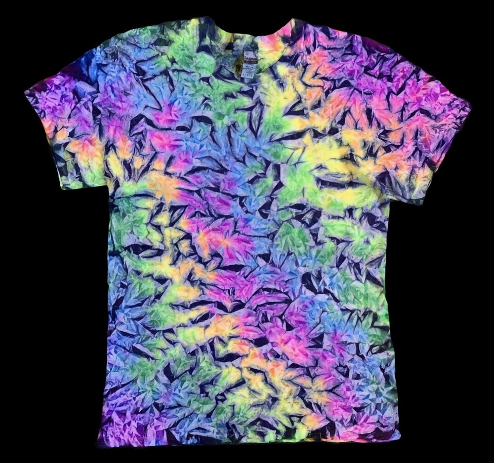 *New* 3XL & 4XL Handmade Tie Dye, Navy Rainbow Waves Cruncht Crinkle, Crew or V