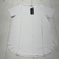 Newchoice Shirt Mens Medium White Raglan Curved Hem Short Sleeve Stretch Tee