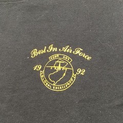 Vintage 90s Jerzees Best In Air Force T-Shirt Mens Small Black 38th AGS 1992