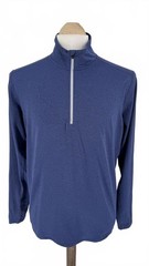 Blue Quarter Zip Pullover Top Mens M Medium Stretch Sports Casual 22” P2P