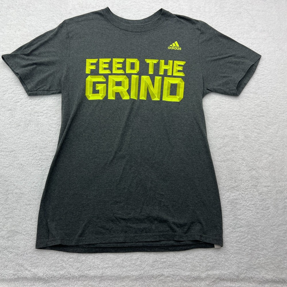 Adidas Shirt Mens Medium Grey Feed The Grind Go To Tee Short Sleeve Causal