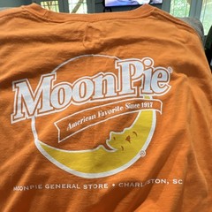 Hanes Tagless MoonPie Graphic Print Crew Neck Orange Cotton T-Shirt Mens M