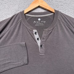 Free Fly Henley T Shirt Mens Large Long Sleeve Comfort Bamboo Stretch