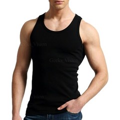 6 Packs Men’s White/Black A-Shirts, “100% Cotton TANK TOP “