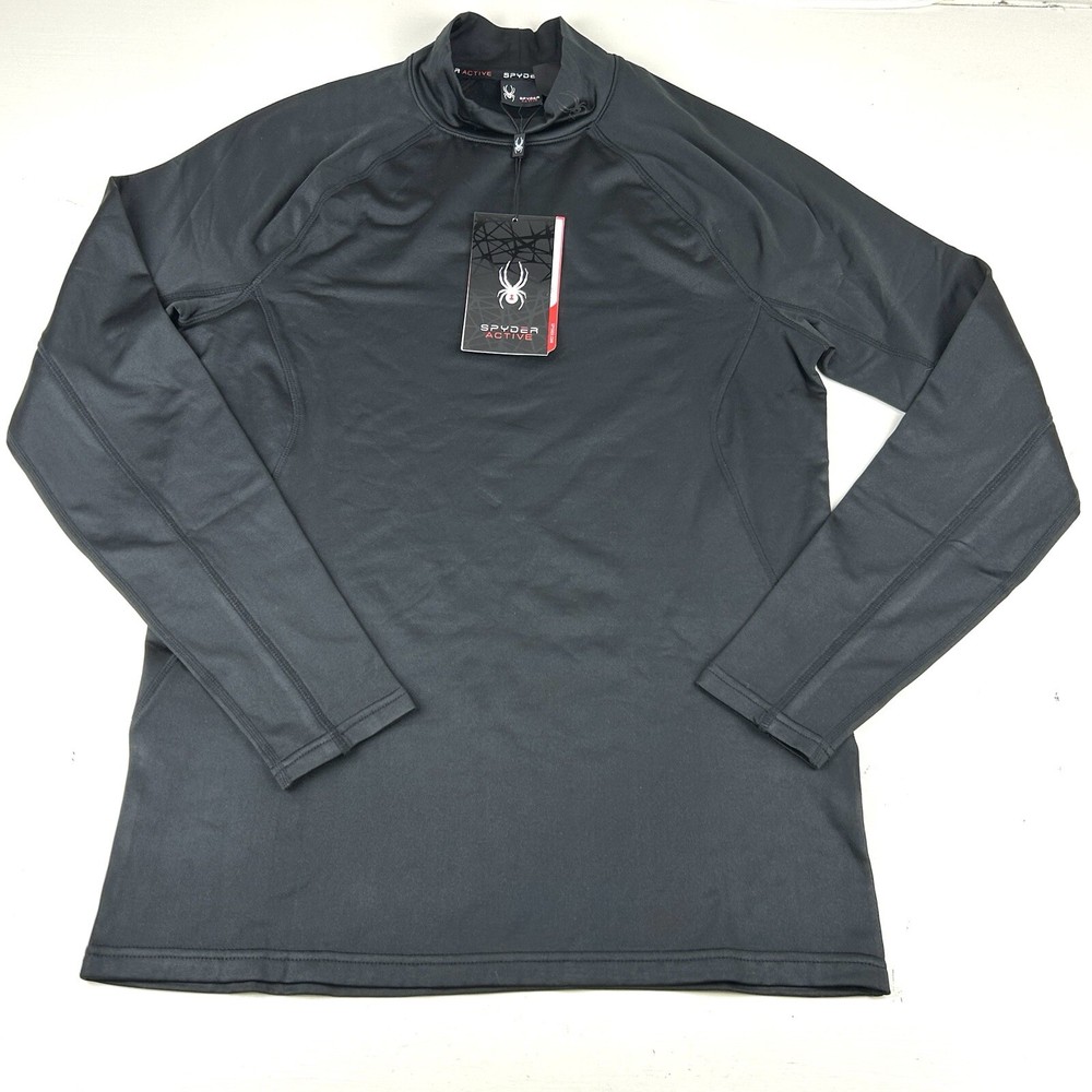 Spyder Active Shirt Men Medium Black Pullover Quick Dry Breathable Adult M New