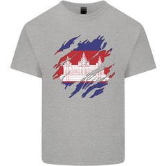 Torn Cambodia Flag Cambodian Day Football Mens Light Cotton T-Shirt