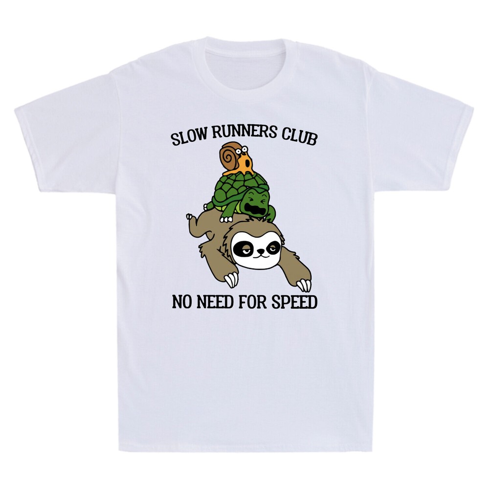 Sloth Snail And Turtle Slow Runners Club No Need For Speed Funny Men’s T Shirt