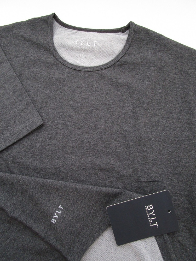 Mens XL BYLT Shirt Drop Cut Lux SS Crewneck Heather Gray NWT