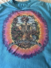 Grateful Dead Liquid Blue Bertha Skeleton Roses Teal Tie Dye Tee 3XL Flaw