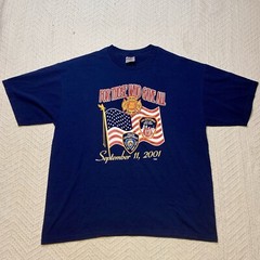 Vintage September 11th NYPD NYFD T Shirt Jerzees Heavyweight Blend Size XL