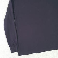 Lands’ End Shirt Mens Large Navy Blue Mock Neck Long Sleeve Cotton Basic T Shirt
