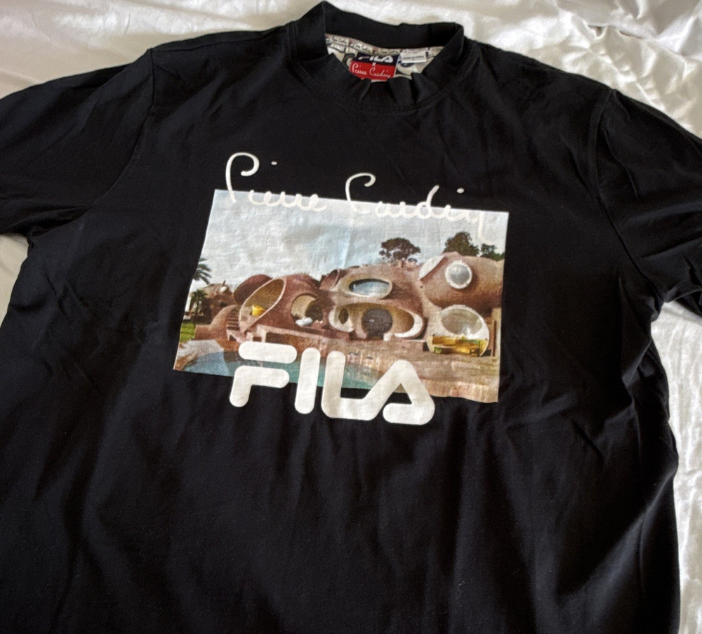 FILA x Pierre Cardin Men’s L Black Graphic Logo Crew Neck Knit T-Shirt SS