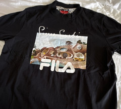 FILA x Pierre Cardin Men’s L Black Graphic Logo Crew Neck Knit T-Shirt SS