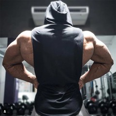 Men Sleeveless Hooded Tank Top Cotton Breathable Gym Fitness Bodybuilding