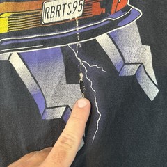 Roberts Racing T Shirt Men’s XL Black Faded Distressed Graphic Lightning Racecar