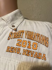 2010 Street Vibrations Reno Nevada Bikers Club Vest Size Large Cards & Flames