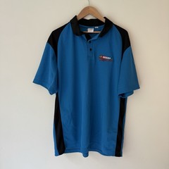Vintage NASCAR Checkered Flag Sports Polo Shirt – Men’s Size M, Blue, 100% Polye