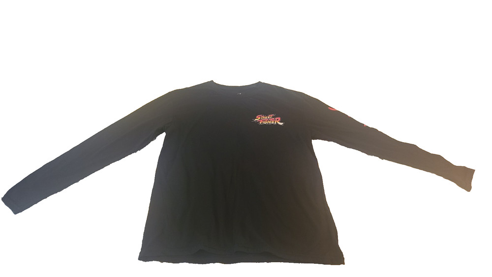 Capcom Street Fighter II Black Long Sleeve Graphic Tshirt Size L Large