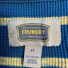 Foundry Shirt Mens Large Tall Blue Waffle Weave Long Sleeve Button Rib Cuff