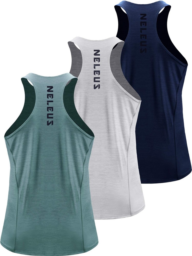 NELEUS Men’s 3 Pack Running Tank Tops Dry Fit Muscle Athletic Workout Shirts,…