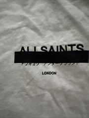 AllSaints London Redact Oversized Embroidered Logo T Shirt Ashen White L $99