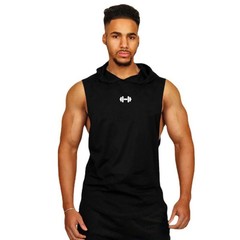 Men Sleeveless Hooded Tank Top Cotton Breathable Gym Fitness Bodybuilding