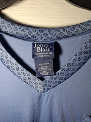 John Blair Casual blue v-neck shirt polyester pocket used fine menswear