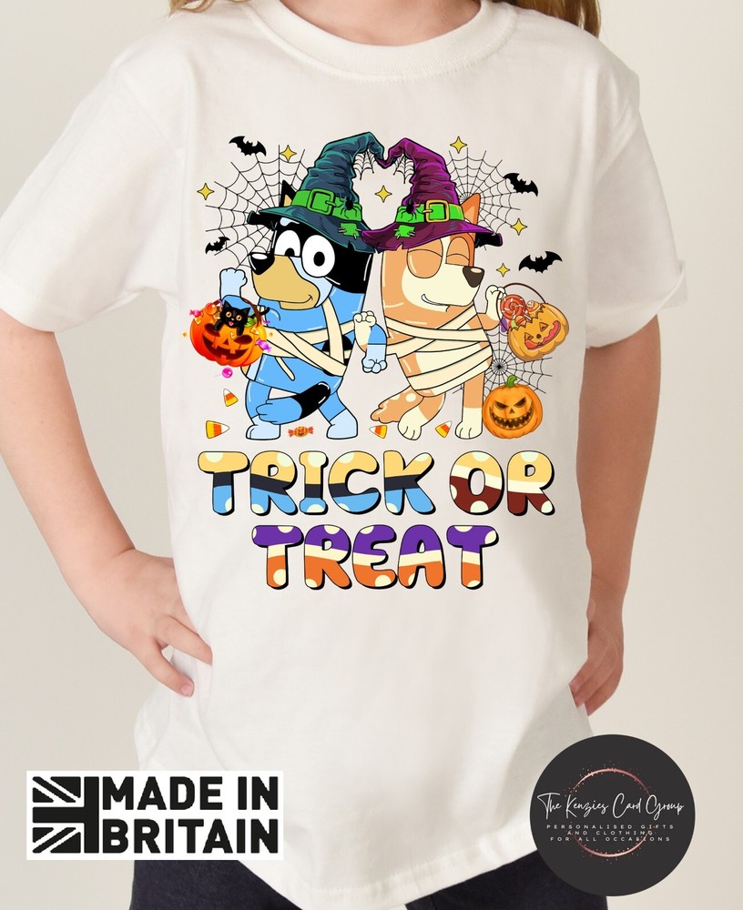Personalised Bluey Halloween T Shirt Bingo Bluey Halloween T Shirt – V1