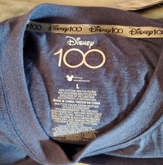 NWT Unisex Disney Blue T-Shirt 100th Celebration Front & Back Graphics Sz.Lg