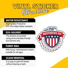 4 Pcs 250th Independence Day US Stickers Military Gifts, 250 Years of America, F