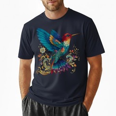 Colorful Hummingbird Nature Art T-Shirt Vintage Retro Gift Men Women Tee