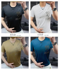 New Men Luxury Tiger Wings Rhinestones Fashion T-Shirt High Quality 4 Colors