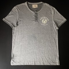 American Eagle Outfitters Vintage Shirt Henley Gray Men L Buttons Logo Soft Feel