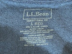 LL Bean Shirt Mens Large Blue Long Sleeve Henley Wool Blend Base Layer Outdoor