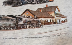VTG Train Locomotive Graphic T Shirt XL Railroad Railway Art Tee John W. Grow