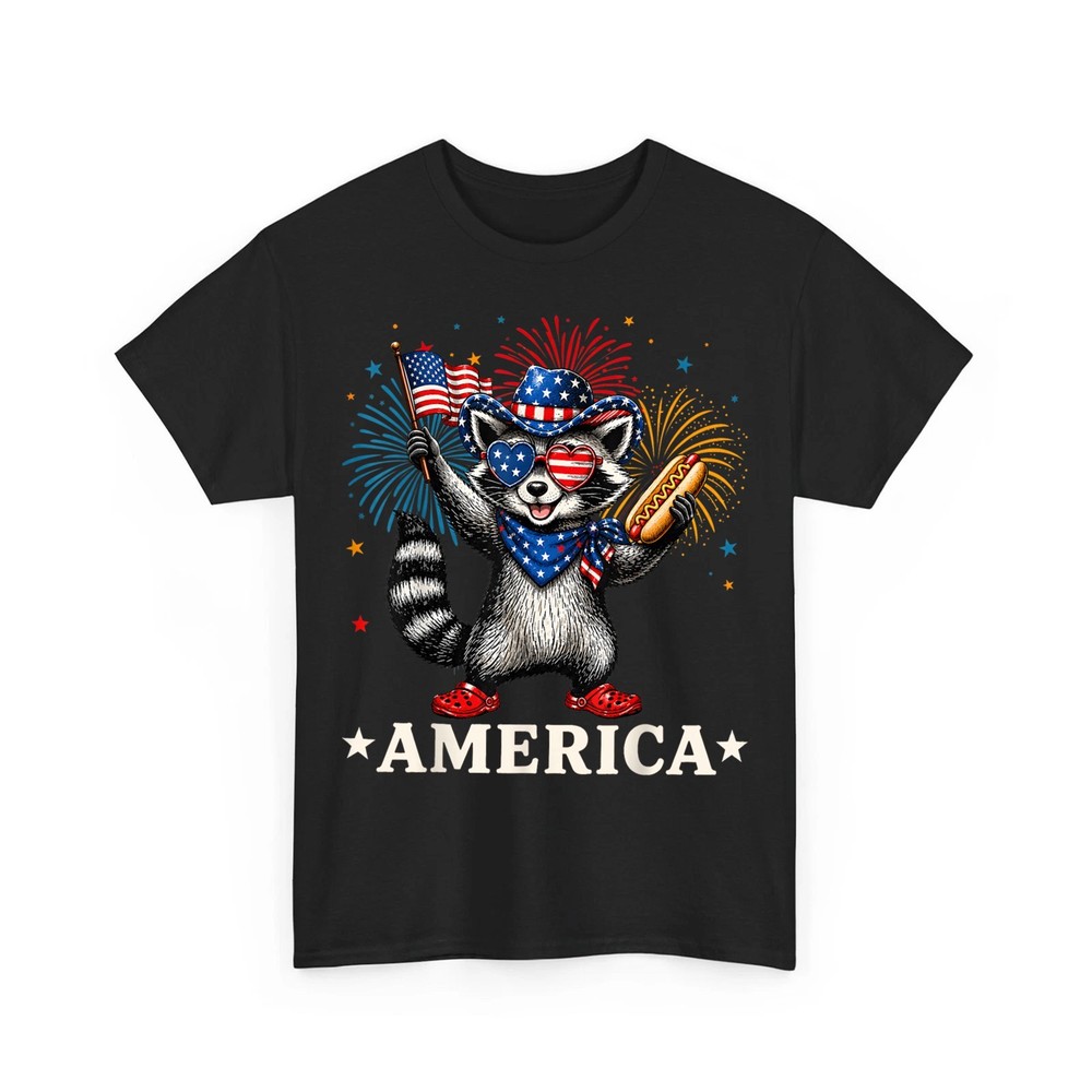 USA America Raccoon Hot Dog 1776-2026 4th of July 250 Years Funny T-Shirt